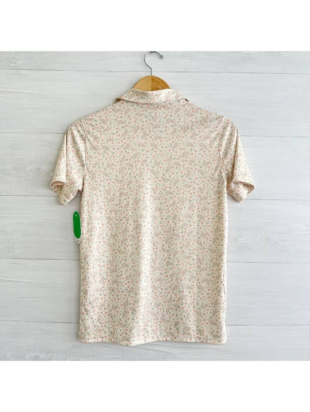 NWT BCG Golf Pizza Print Polo Shirt UPF 50 Moisture Wicking Youth L 14-16